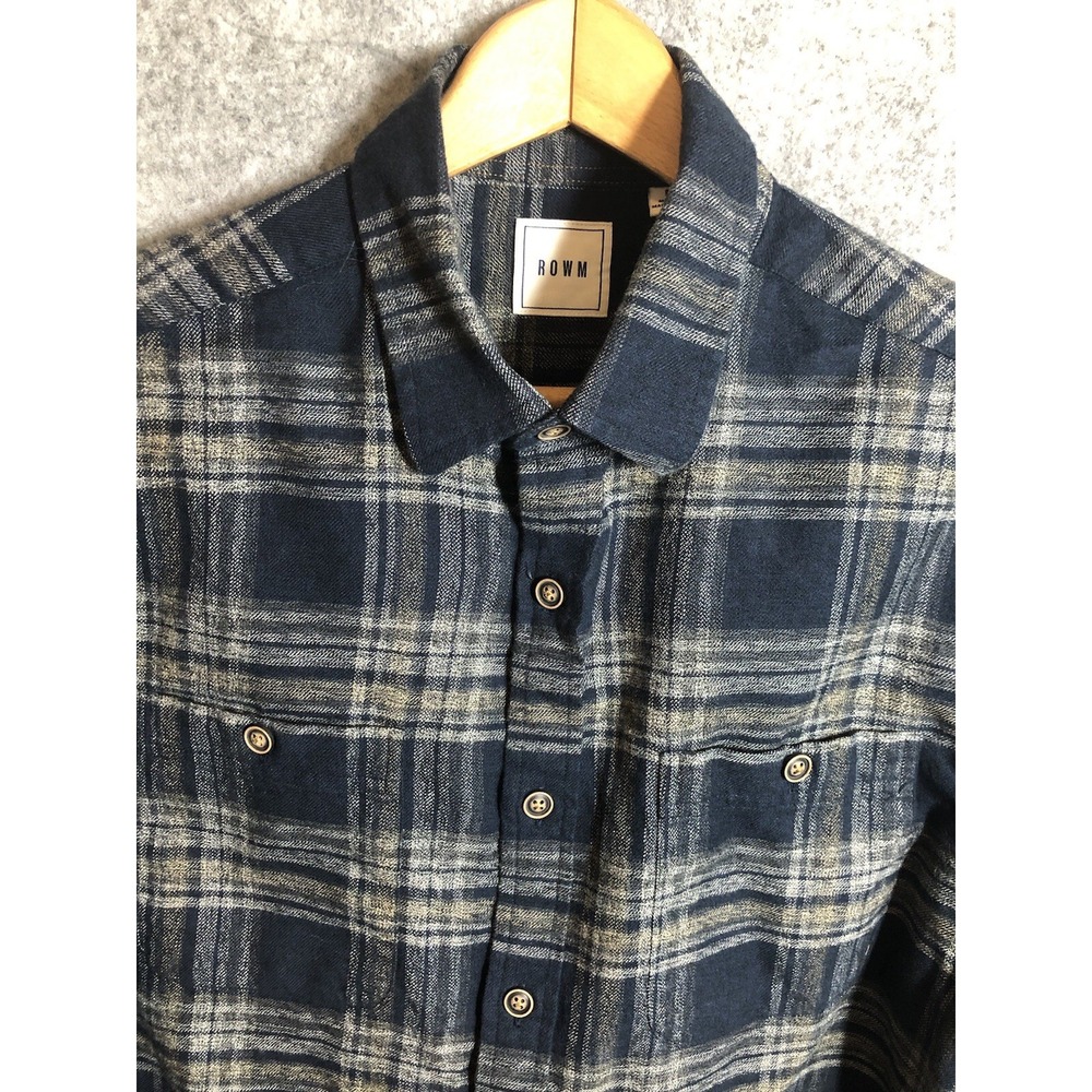 ROWM Shirt Mens Medium Black Flannel Plaid Casual Camp Fish Hike